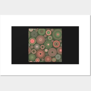 colorful circles | green and coral Posters and Art